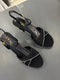 Women Rhinestone Decor Ankle Strap Open Toe Stiletto